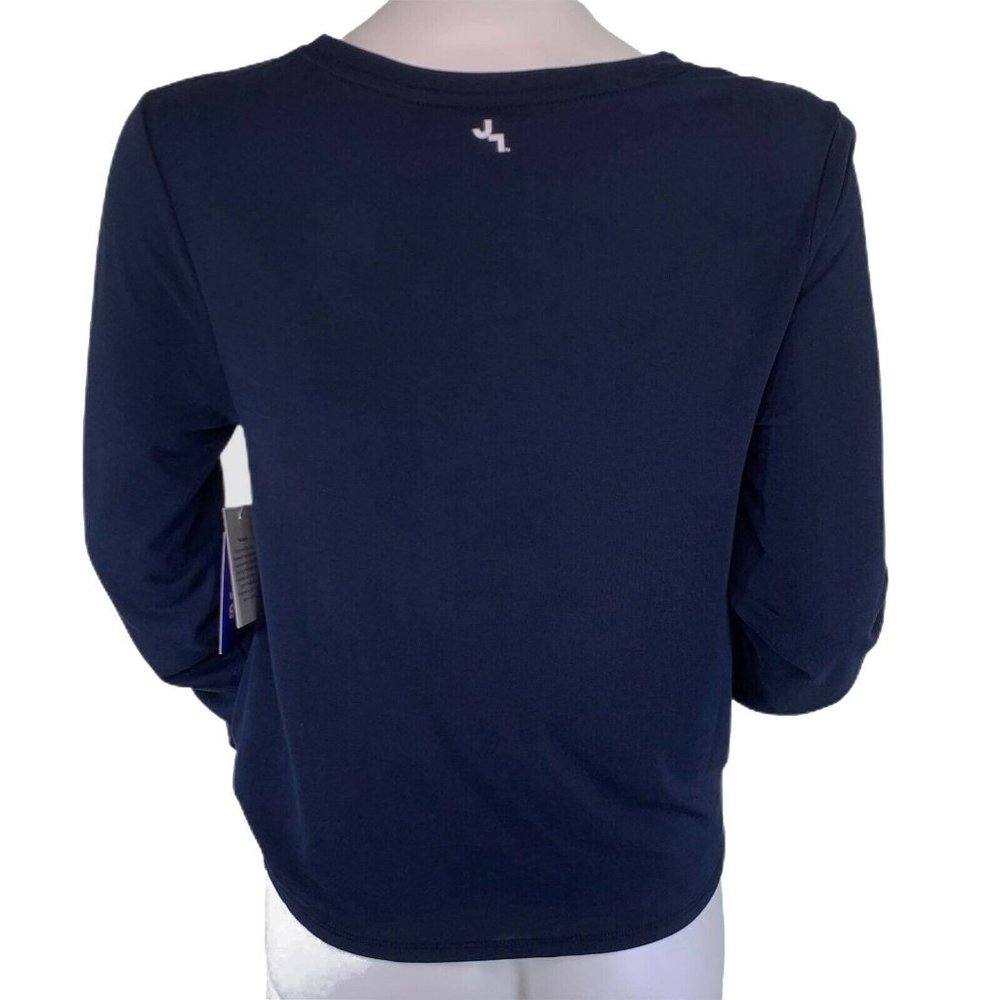 Joy Lab Navy Blue Twist-Front Long Sleeve Top M - Picture 4 of 8